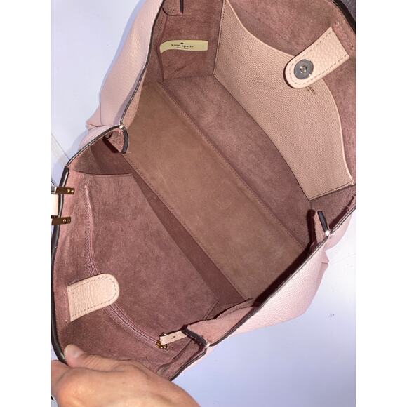 KATE SPADE LARGE DUSTY PINK PEBBLED LEATHER SHOULDER BAG - Picture 11 of 15